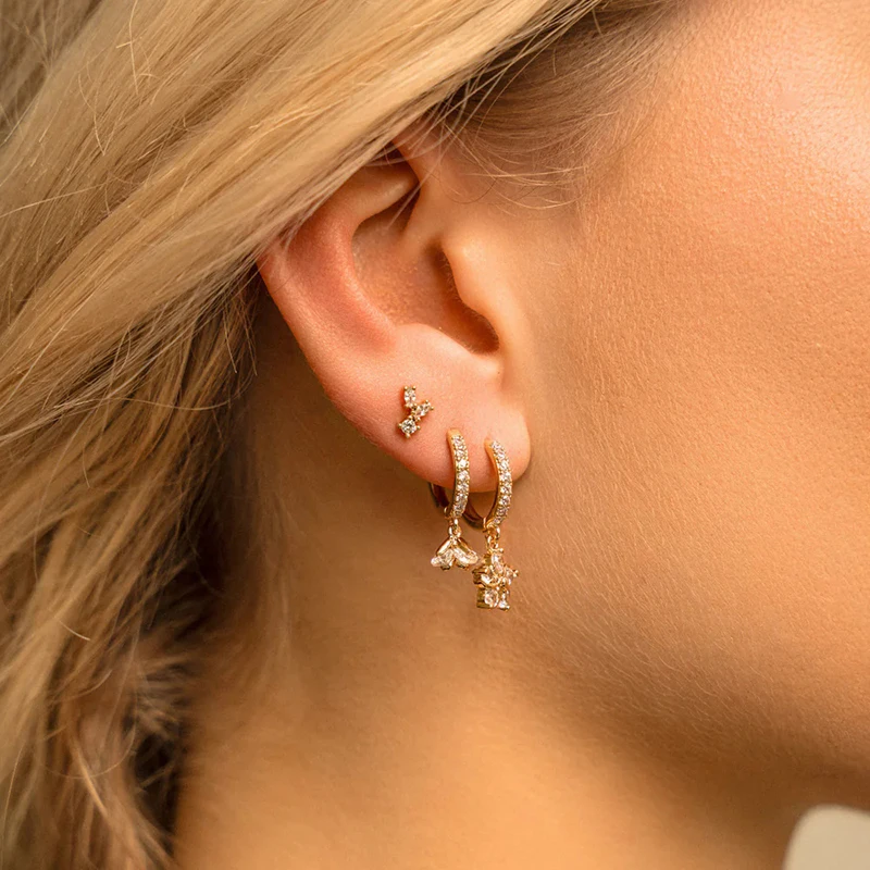 925 Sterling Silver Ear Needle Crystal Zircon Tassel Pendant Hoop Earrings Retro Small Fragrance Style High Jewelry Women Gifts