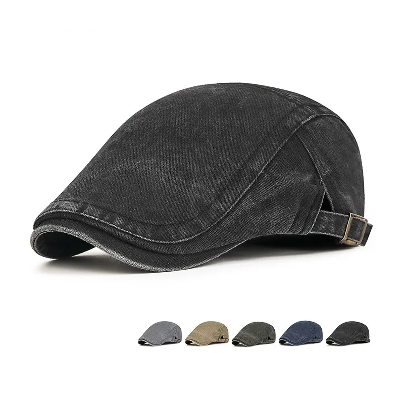 Men's Newsboy Caps Washing Cotton Cooling Lightweight Scally Cap for Men Adjustable Flat Cap
