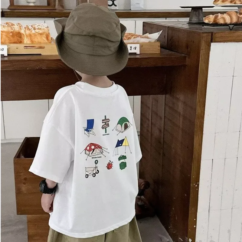 

Children's Summer Clothing Boys Short Sleeved T-shirt New Summer Letter Print Children's Half Sleeved Baby Top