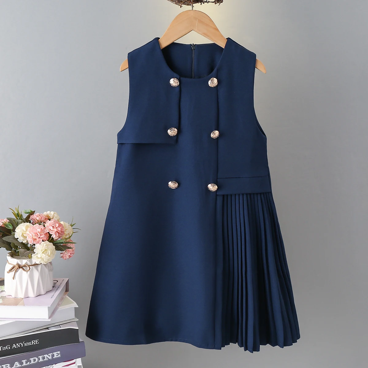 Summer School Uniform Girls Vest Dress Baby Girl Preppy Outfits Teenagers Dress Sleeveless Children Costumes 4 5 6 9 10 12 Years