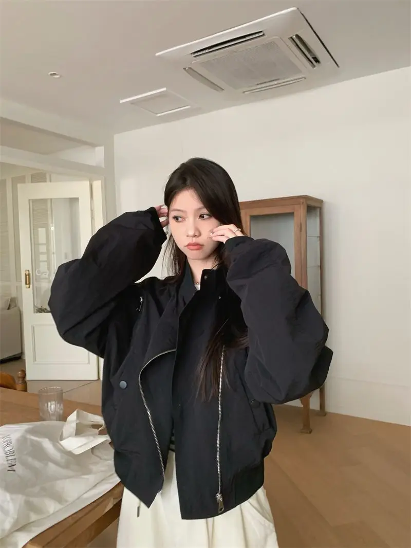 

Куртки-бомберы, женская куртка на молнии, осенняя, с цветными блоками, на пуговицах, шикарная, многослойная, в британском стиле, для колледжа, контрастные, в стиле фанк, Ins