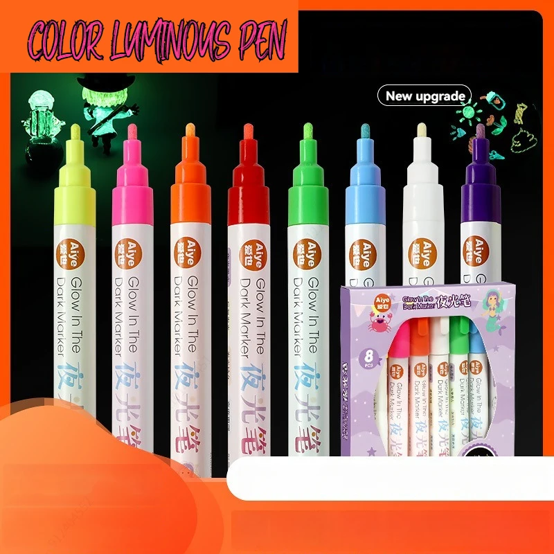 1PC Fluorescent Pens Highlighter Colorful Paint Pen Glow in The Dark Bright DIY Luminous Marker Pen Craft Pen for Drawing