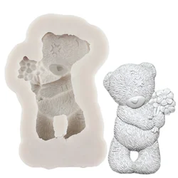 3D Bear Silicone Mold DIY Baby Birthday Cake Decorating Tools Cupcake Topper Fondant Molds Chocolate Candy Clay Resin Moulds