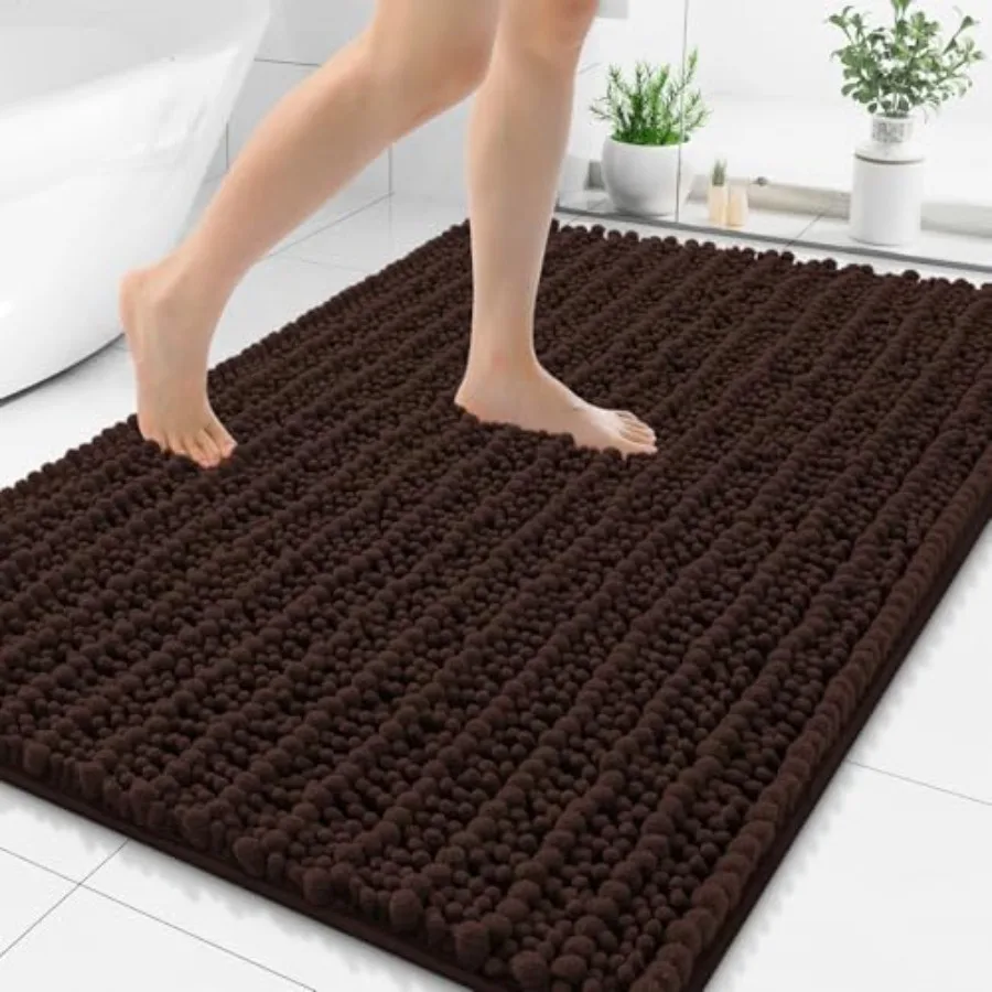 

Bathroom Rugs Mat 48x32 Extra Soft Absorbent Chenille Bath Rugs Non Slip Rubber Backing Machine Washable Quick Dry Bath Mats fo