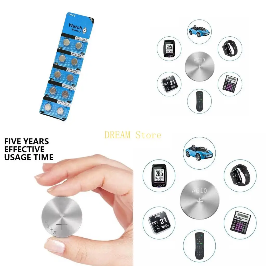 10Pcs Efficient 1.5V Button Cell Batteries for Clocks and Calculators best sale