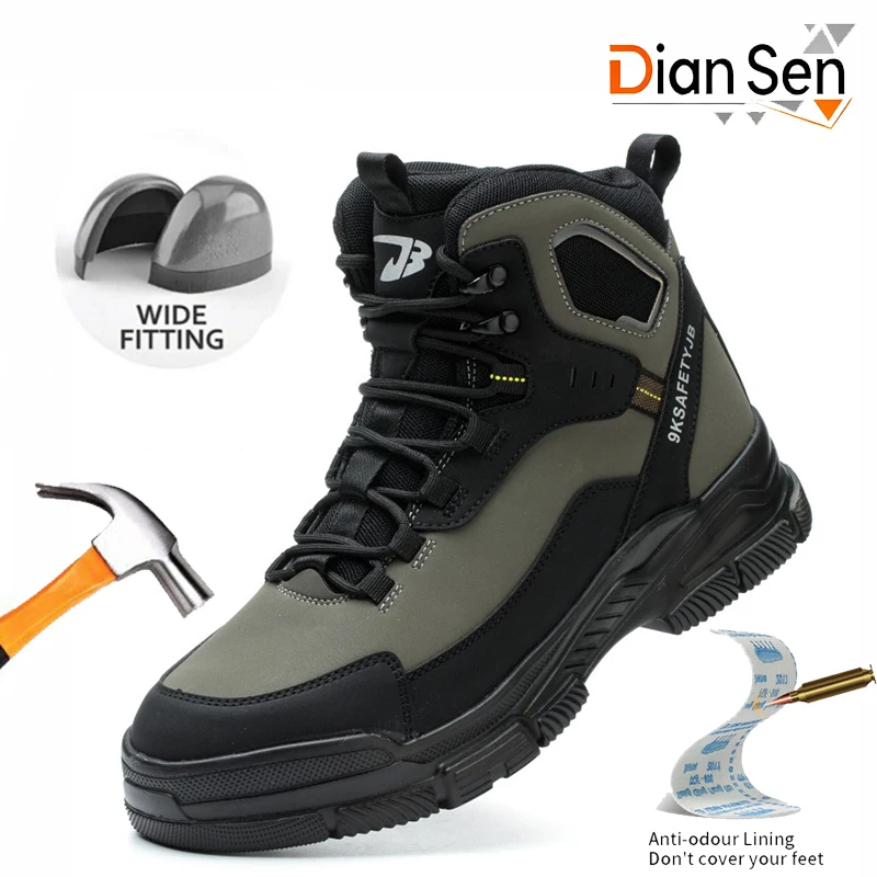 

Men Waterproof Steel Toe Work Boots Anti-Smash Safety Shoes Construction Protective Boots Indestructible Anti-smash Shoes