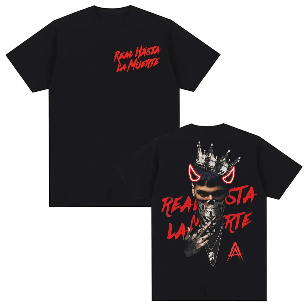 Anuel AA Rhlm 2 Real Hasta La Muerte Tour Cover TShirt Men Women Fashion High Street Gothic Clothes T-shirts pure Cotton Top