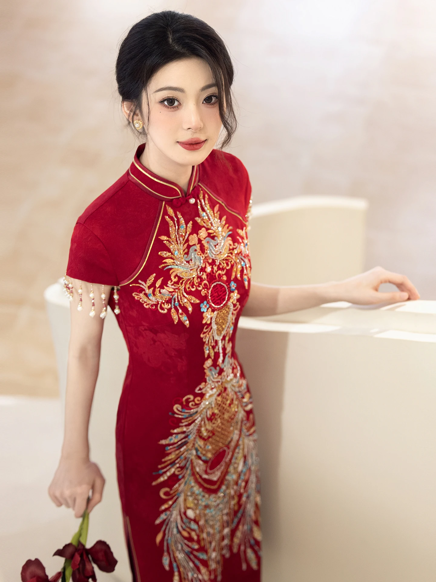 

Red Young Sle Wedding Dr Engagement Ceremony Dr Beautiful ort plus Size Women's Retro Polyester Fibre