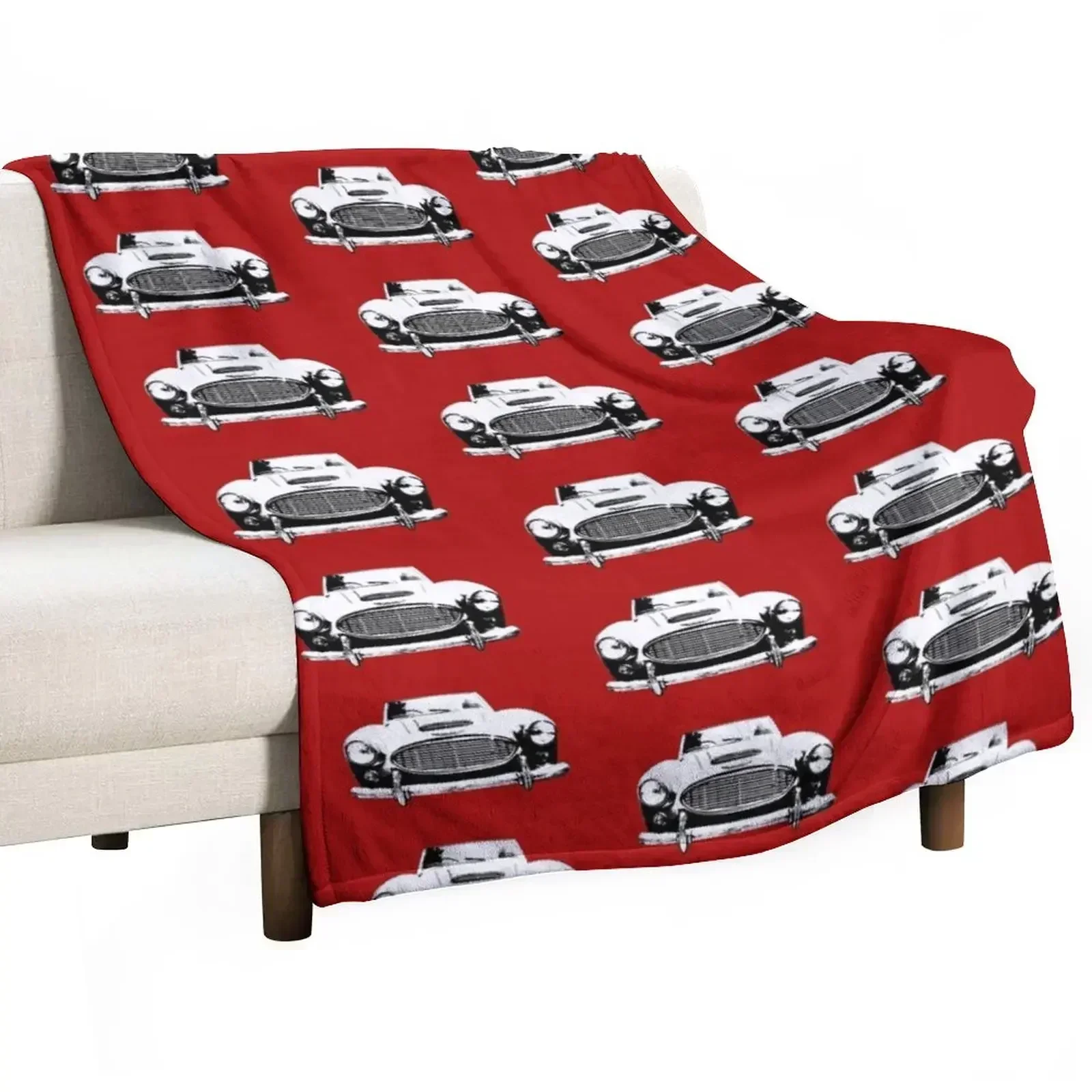 

Austin Healey 3000 1960s British classic car monoblock black and white Throw Blanket Beach Bed linens Plush Blankets