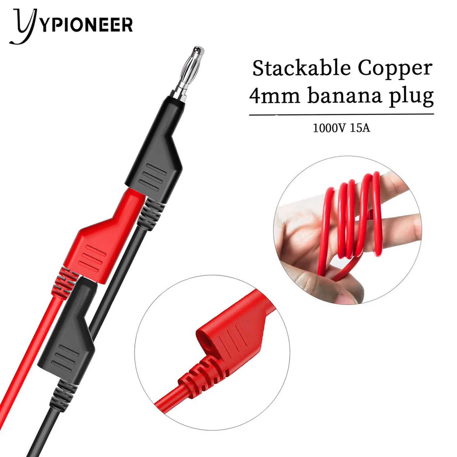 YPioneer P1036B 4 مللي متر الموز إلى الموز التوصيل اختبار الرصاص عدة مع التمساح التمساح كليب سلك ثقب مجسات ل المتعدد