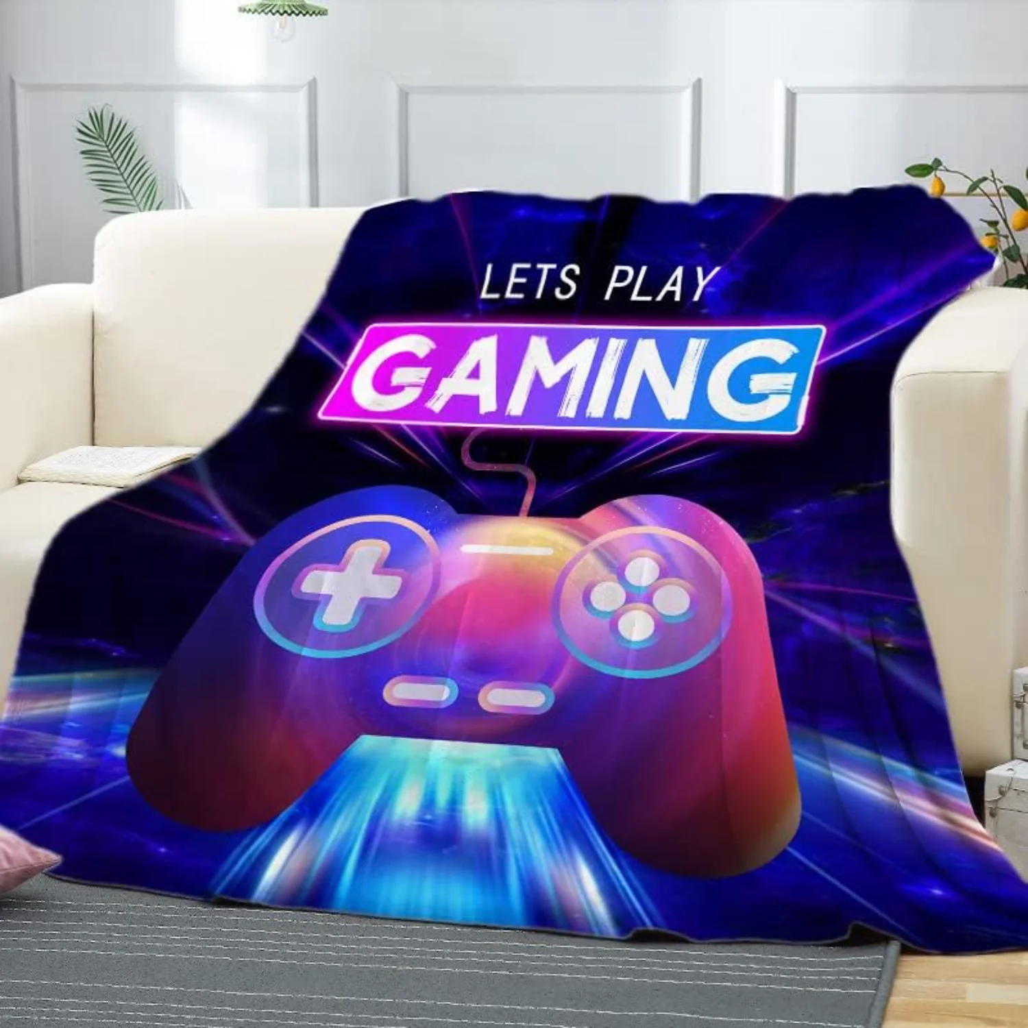 Gaming Fleece Blankets Boys Girls Throw Blanket Gamepad for    - Fade Resistant Super Soft (Red, 60x80 inch)