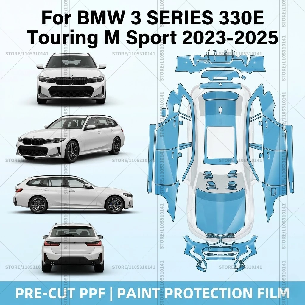 

Предварительно нарезанная прозрачная защитная пленка PPF для автомобилей BMW 3 СЕРИИ 330E Touring M Sport 2023-2025