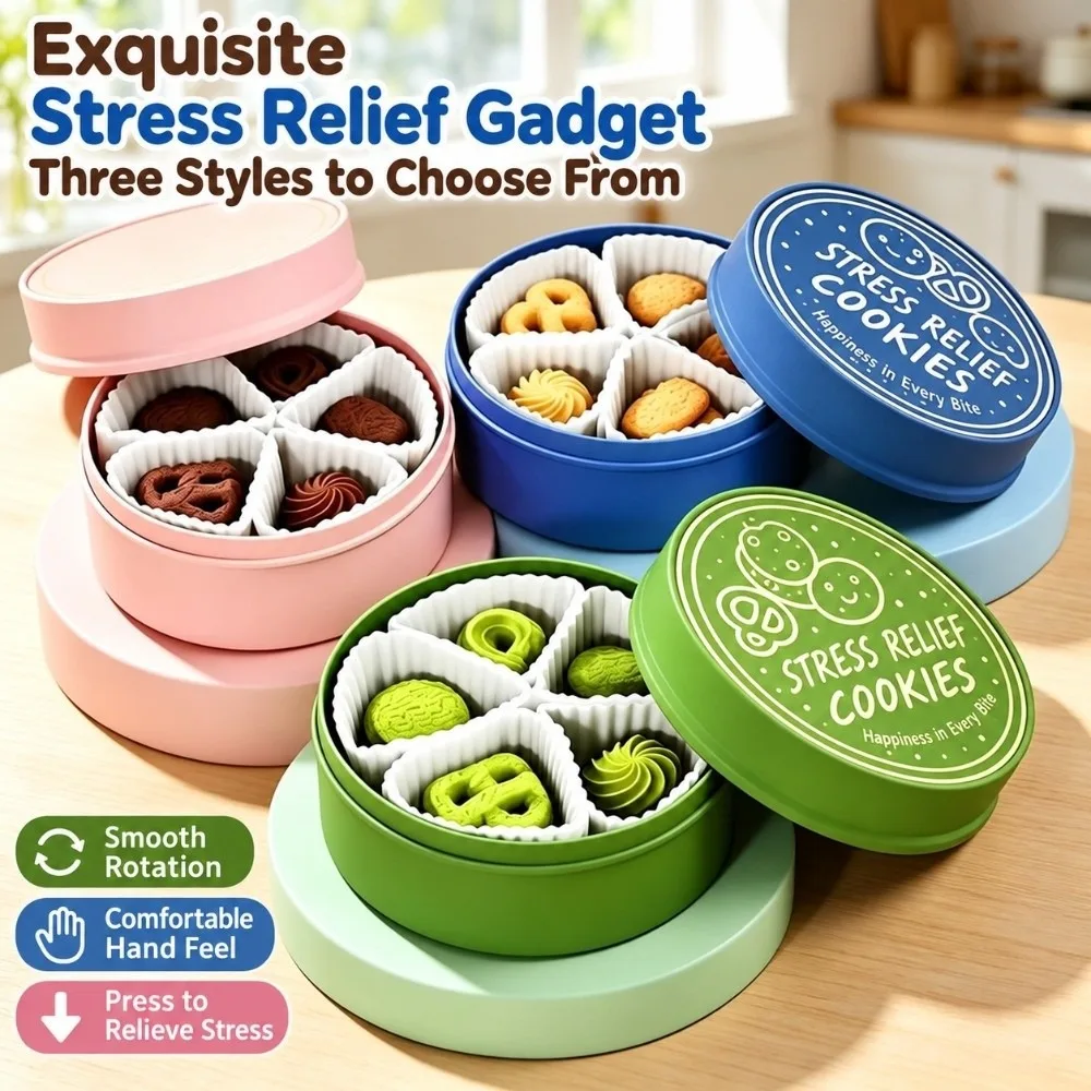 Finger Button Cookie Key Cap Clicker 360° Rotatable Stress Relief Simulation Steamed Buns Pressable Cookie Box Fidget Gifts