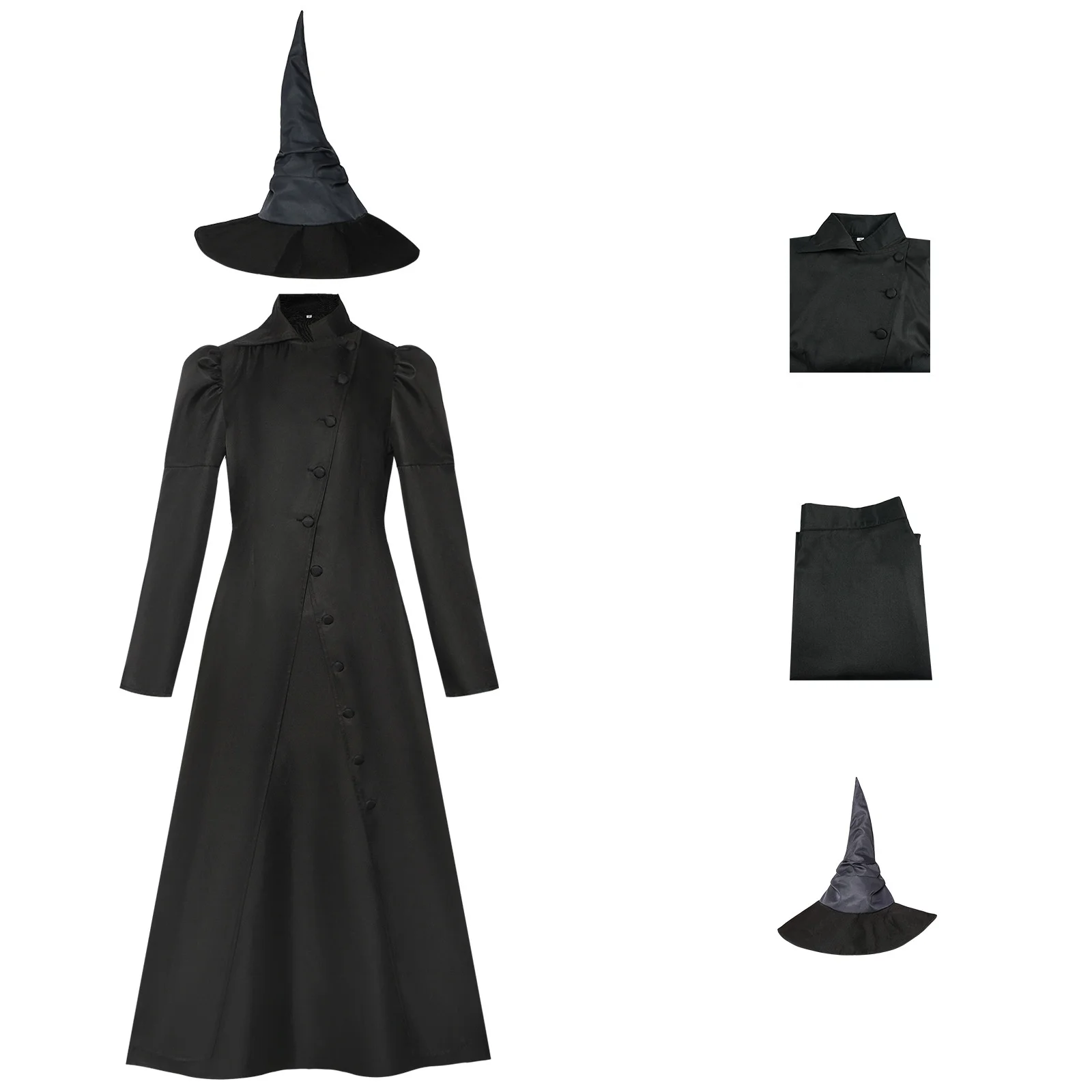 

Movie Wicked Glinda Black Coat Dress Hat Suit Costume Cosplay Clothes Halloween Party Stage Performance Costume Witch Uniform