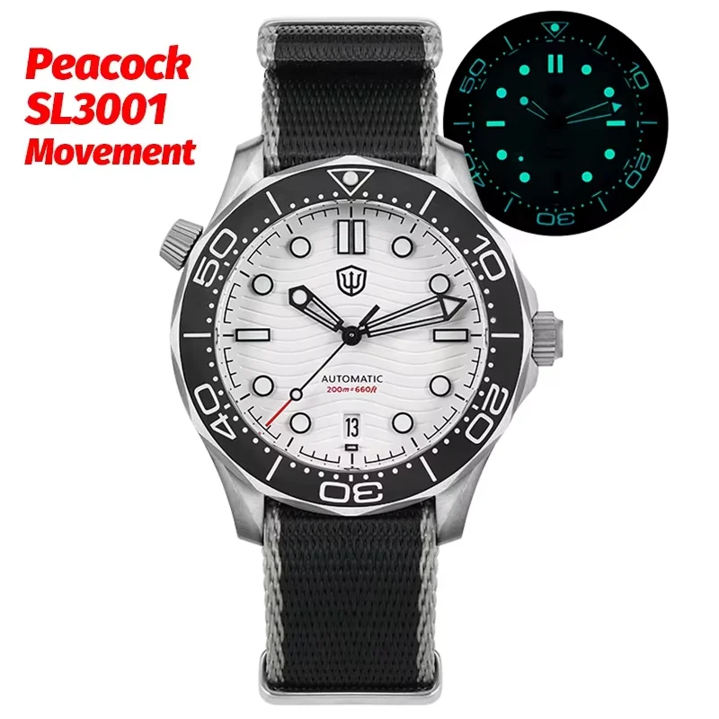 Watchdives WD007 V4 Automatic Dive Watch 200M Waterproof PT5000/SL3001 Titanium Case Sapphire Crystal Mens Vintage Watch Gift image 3