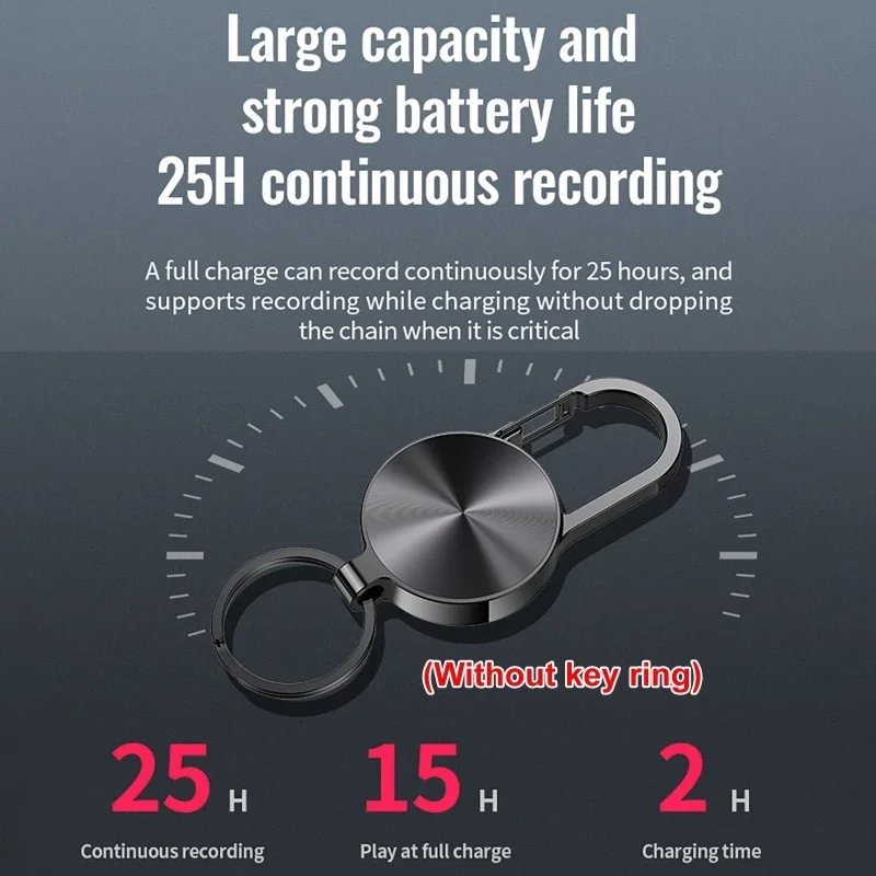 Keychain Voice Recorder One-click Recording Sound Activated Professional HD Noise Reduction Digital Dictaphone MP3 Player