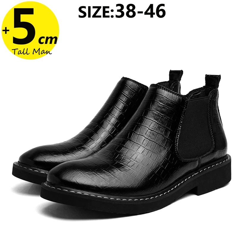 

Мужские высокие ботинки, увеличивающие рост стельки, 5 см, кожаные массивные кроссовки, большие размеры 38-46