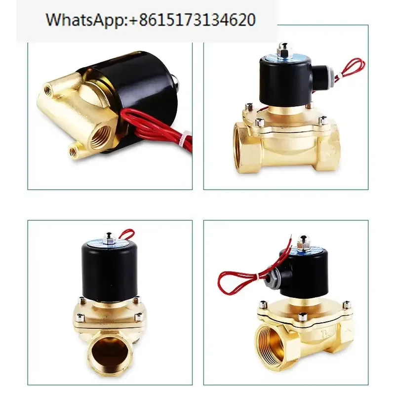 AC220V 2W Solenoid Valve Air Control Drain 1/4 Inch 3/8 Inch Brass Body Normally Closed for Industrial Automation