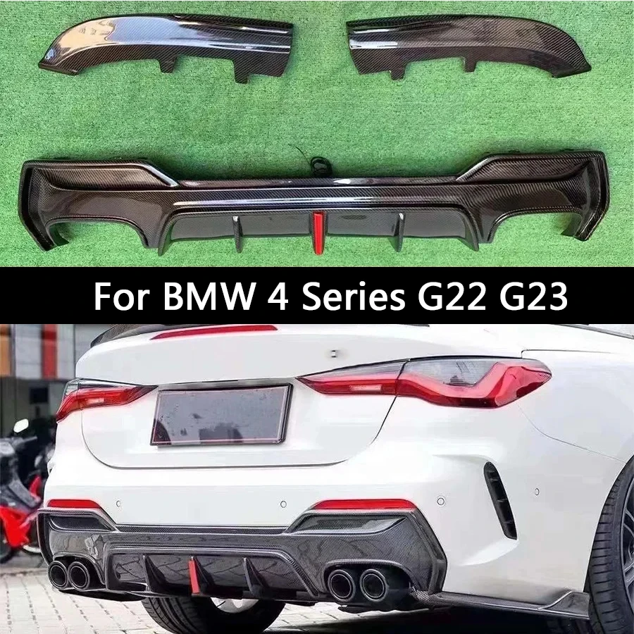 Do BMW serii 4 G22 G23 420 425i Tylna warga z włókna węglowego Tylny zderzak samochodowy Dyfuzor Tylne splittery Spoiler Zestaw karoserii tylnej