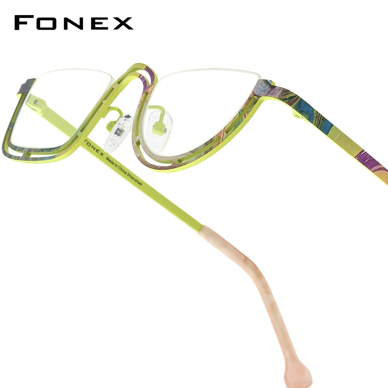 

FONEX Pure Titanium Glasses Women New in Brand Design Retro Polygon Eyeglasses Frame Ultralight Vintage Japanese Eyewear 85898