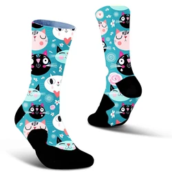 2024 Nowość 1 para Cartoon Animal Funny Socks Kobiety Mężczyźni Skarpetki rowerowe Estetyczny nadruk Letnie krótkie skarpetki sportowe Bawełna