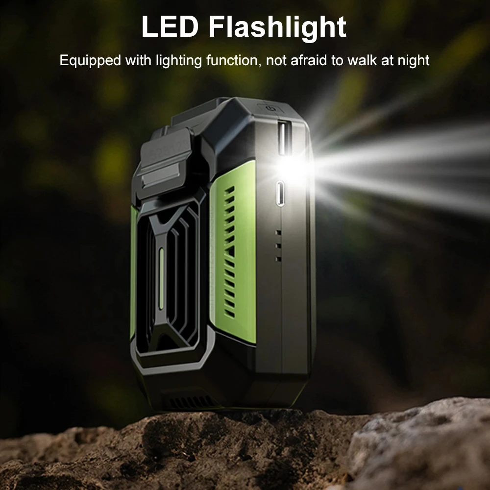 Портативный поясной вентилятор Xiaomi, подвесной зажим для шеи, вентиляторы для спорта на открытом воздухе, USB перезаряжаемый мини-безлопастной охладитель, светодиодный фонарик