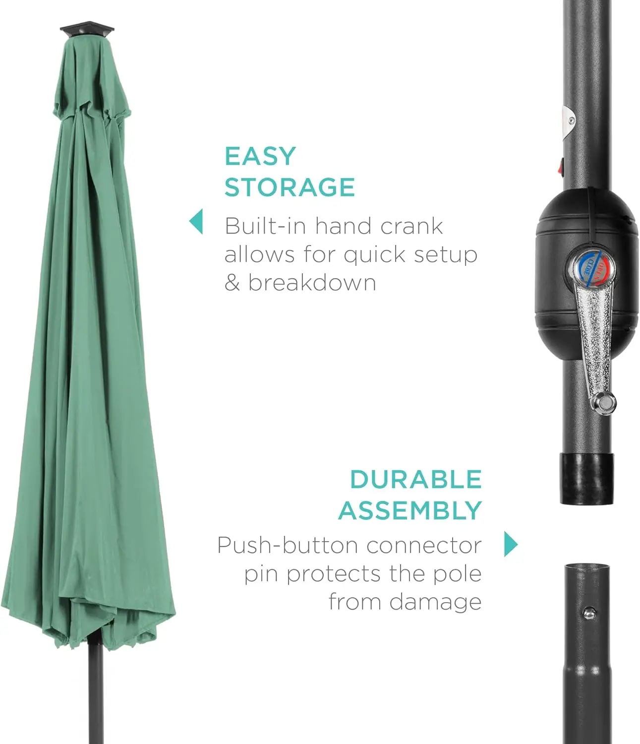 10ft Solar Polyester Led Verlichte Patio Paraplu W/Tilt Aanpassing En Uv-Resistente Stof