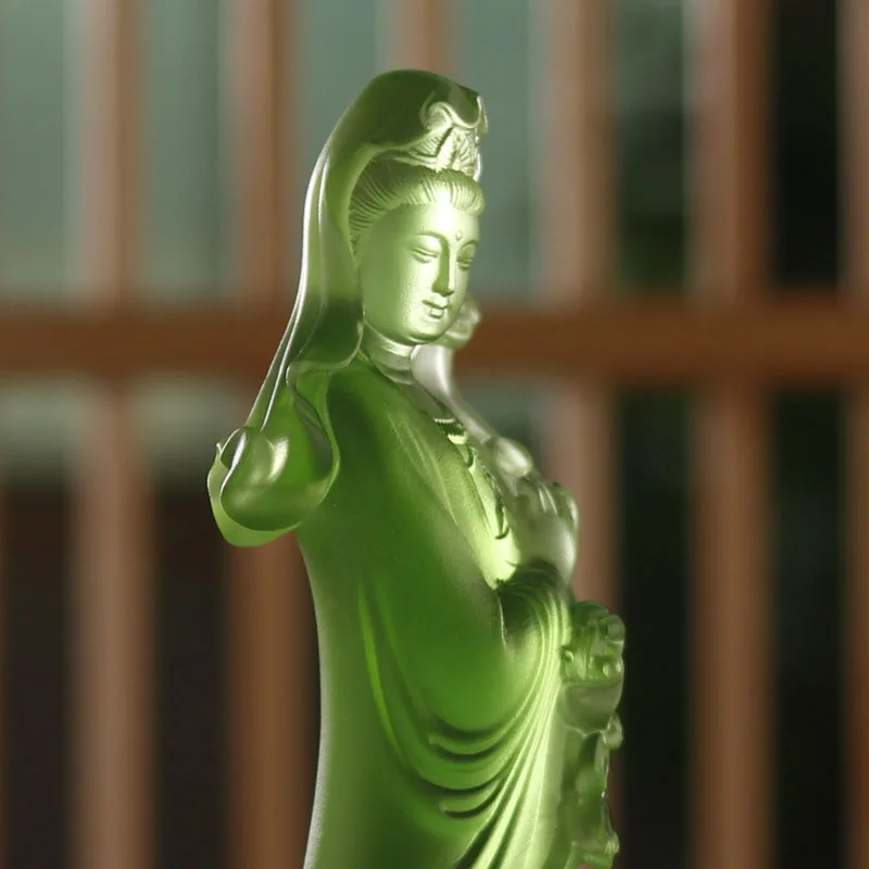 Ruyi Statue Ancient Wax Casting and Firing Craft Glazed Standing Guanyin Bodhisattva Ornament National Style Artist Deco