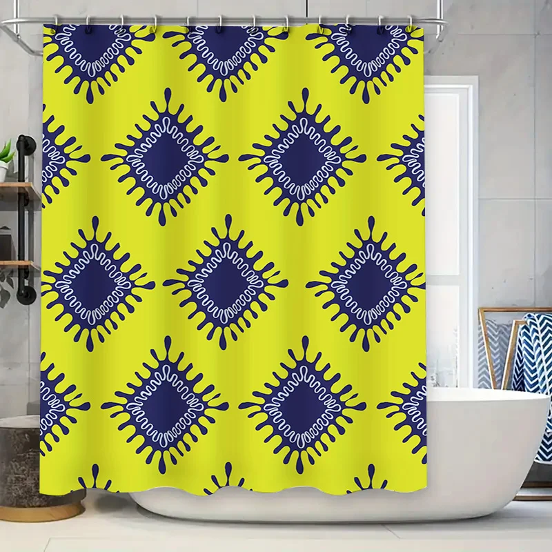 

Bright Yellow Blue Waterproof Shower Curtain Modern Sunburst Print Decorative Bath Accessories 180x243cm (71 x 96) Fast Shipping
