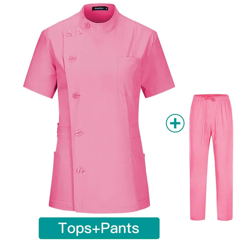 Nurse Scrubs Tops  Beauty Salon Work Clothes Spa Uniform Scrub Shirt Surgical Tops Clinic Uniform Scrubs Set Uniform  Lab Coat