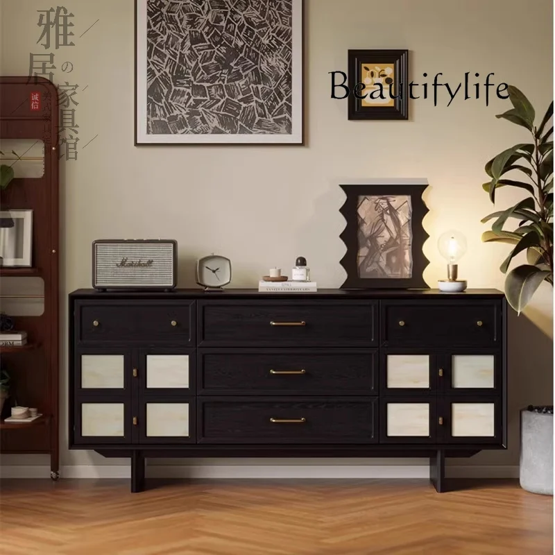 

American Retro Solid Wood Sideboard Household Entrance Cabinet Partition Storage Cabinet Chest of Drawers