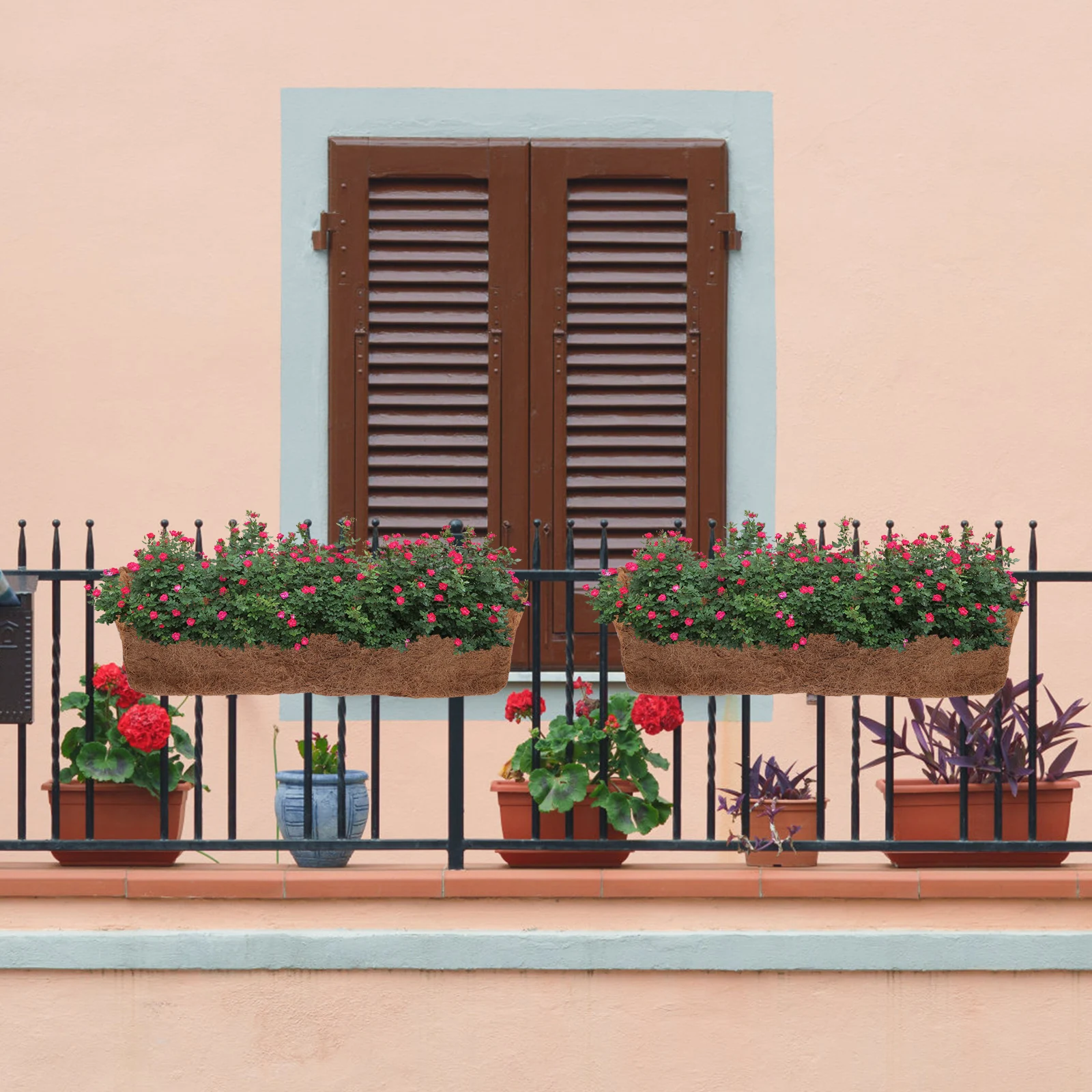 

2Pcs Creative Coconut Palm Plant Pot Breathable Garden Planting Basin Rectangular Flowerpot for Balcony Vegetable Plants