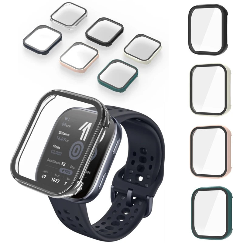 Película protetora de tela de vidro casca dura smartwatch caso quadro completo para amazfit bip 6 relógio inteligente bip6 capa protetora pára-choques