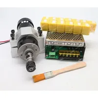 New DC 500W Air Cooled Spindle Motor ER11 Chuck 0.5KW Spindle Motor + 52mm Vlamps + Power Supply Speed Governor For CNC Spindle