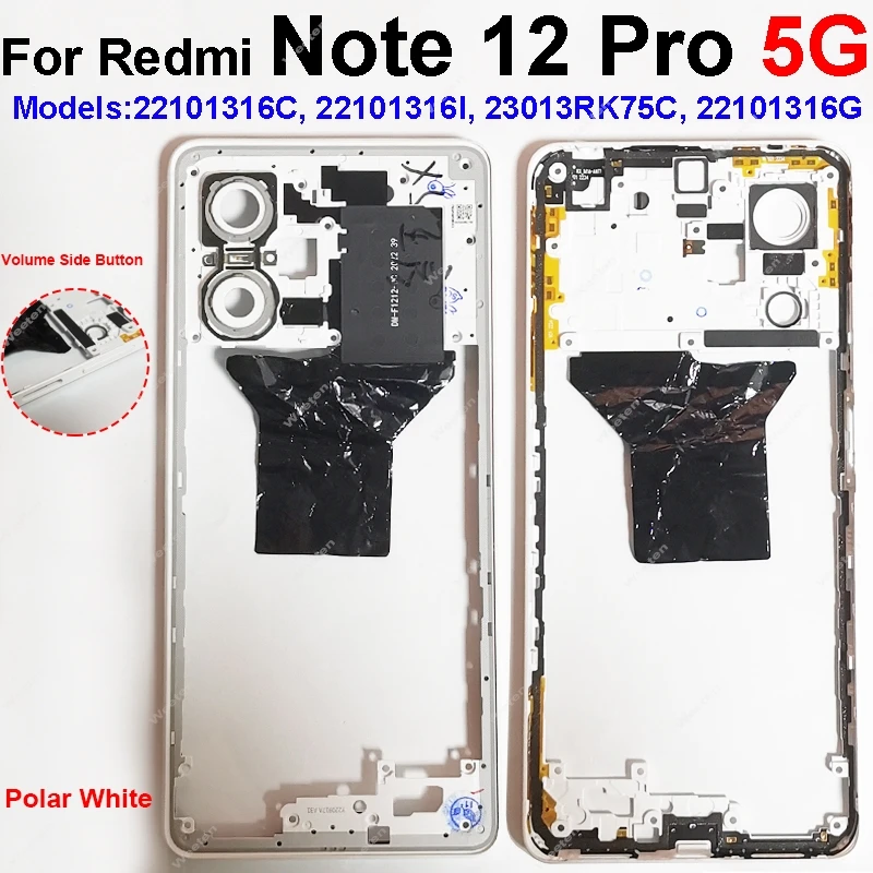 Middle Frame Housing For Xiaomi Redmi Note 12 12s Pro 4G 5G Middle Frame Bezel Holder Cover with Side Buttons Parts