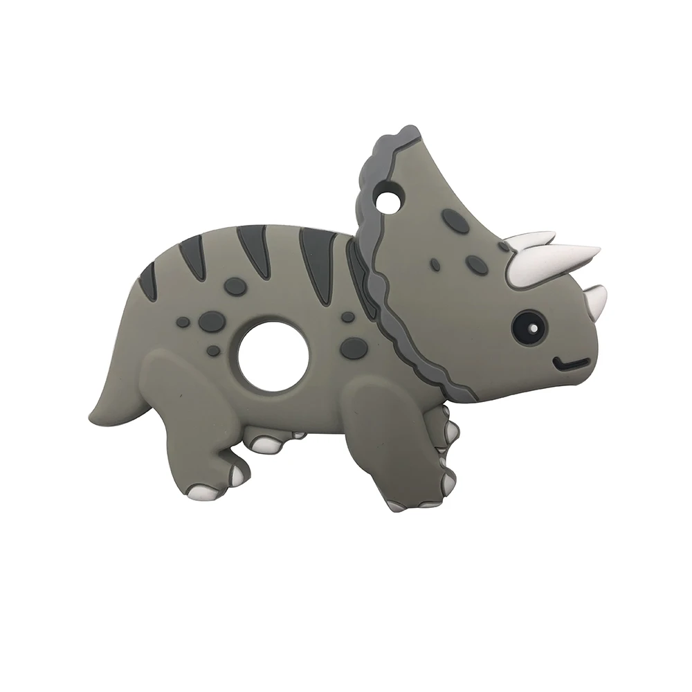 1pc Cute Animal Triceratops Silicone Teether Chewing Pendant Accessories DIY Jewelry Pacifier Clip Teething Toy For New Born