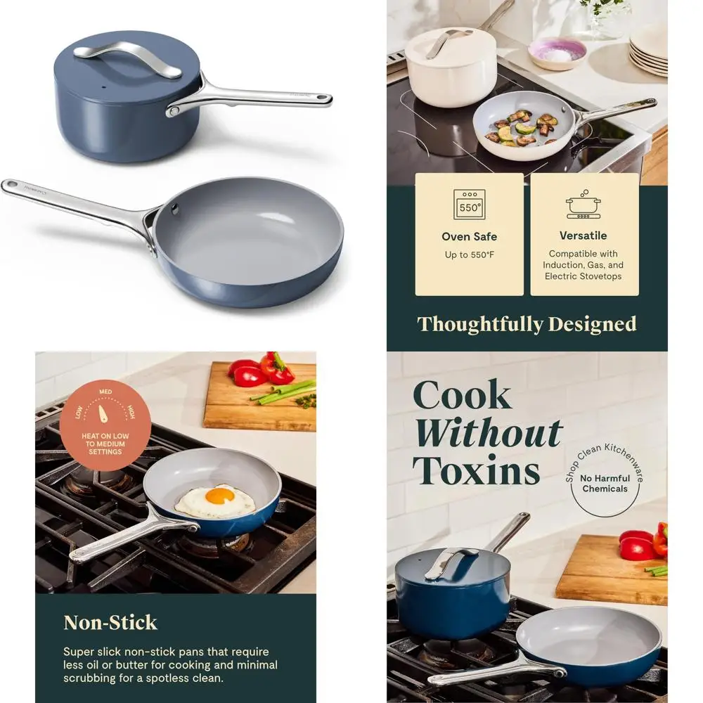 

Bergner Albarino Non-Stick 4 Pcs Cookware Set - 24cm (2.5 L) Kadai with Glass Lid, 24cm Frypan and 28cm Tawa, Bakelite Handle, M