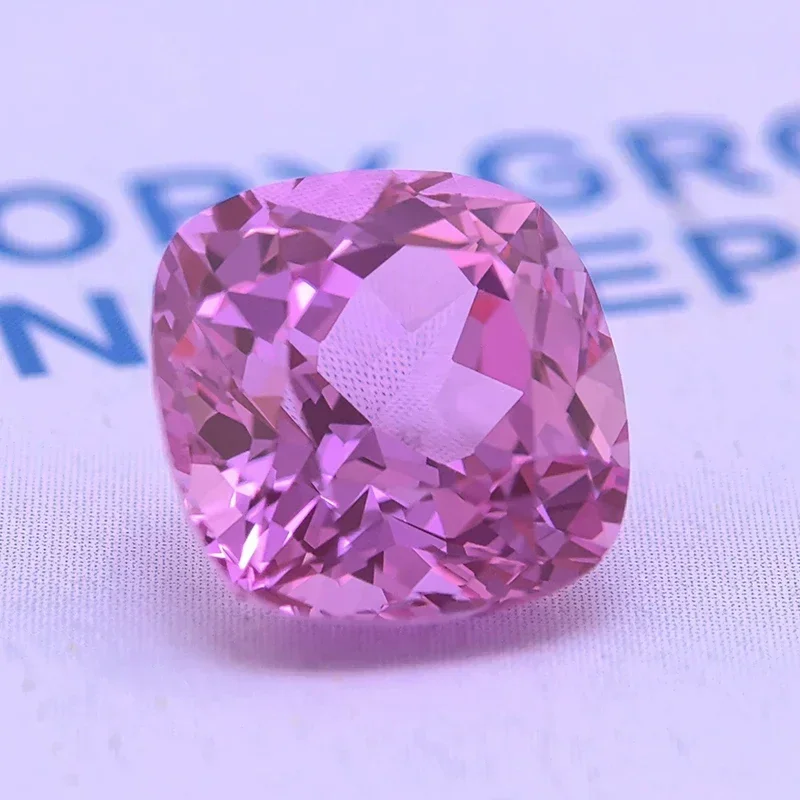 

TOP Lab Grown Sapphire Pink Color Square Cushion Shape VVS1 Gemstone Charms Beads For DIY Jewelry Making Selectable AGL Certifi