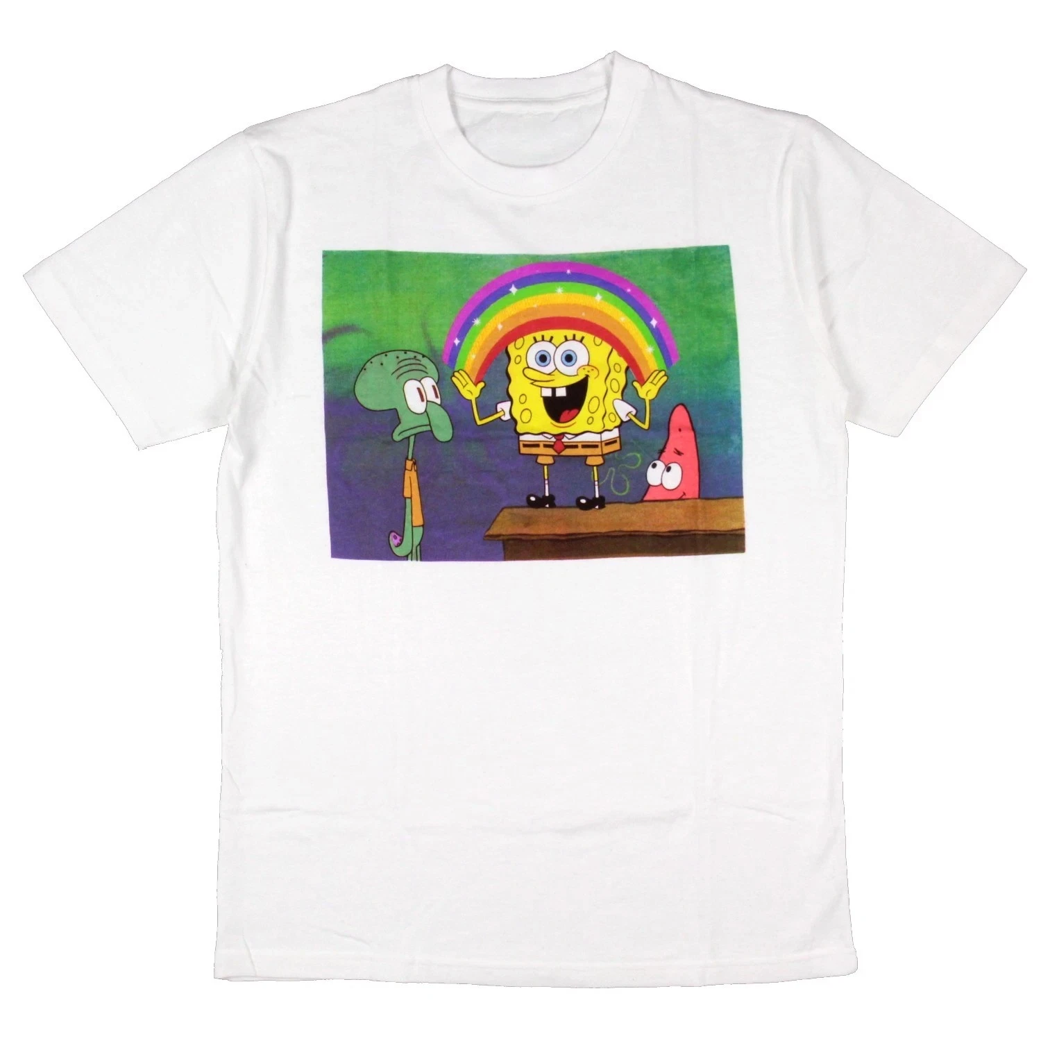

SpongeBob SquarePants Rainbow Print Patrick Star Octopus Brother Fashion Cotton Trend Harajuku Leisure Sports Summer New