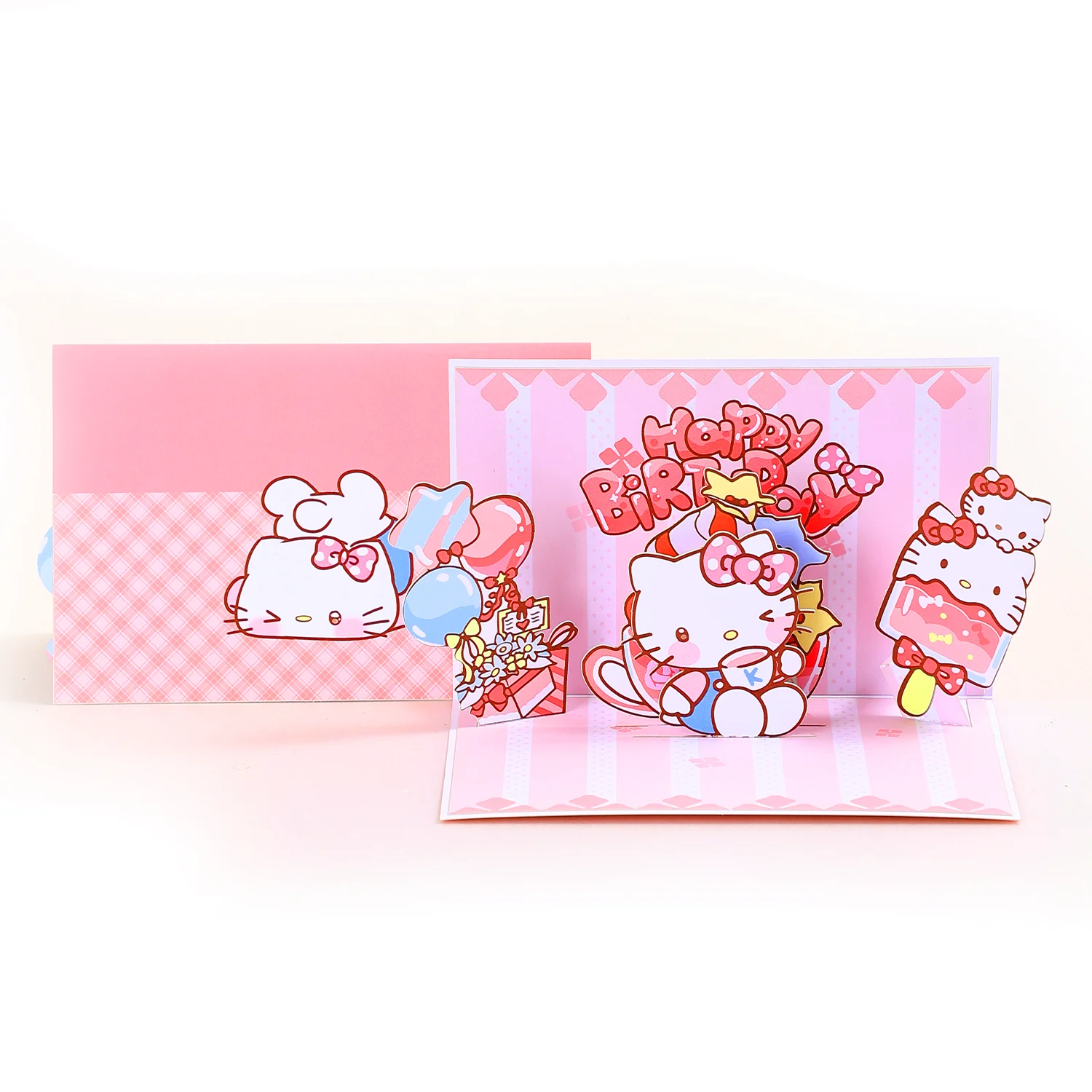 Hello kitty Geburtstags grußkarten kreative Hallo Kitty Cartoon Geburtstags geschenke Nachrichten karten alles Gute zum Geburtstag Karten mit Umschlag