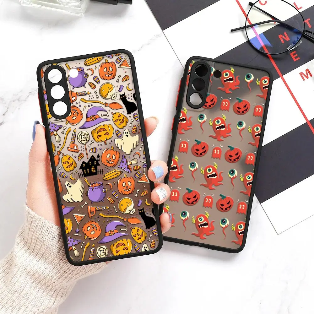 Happy Halloween Matte Clear Silicone Coque For Samsung S23 Ultra Case Galaxy S20 S21 FE S22 Ultra 5G S10 S9 S23 Plus Cover Ghost