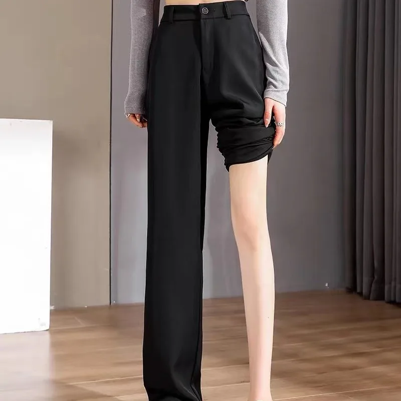

Wide leg pants women's 2025 summer suit pants casual floor pants straight leg women's pants
