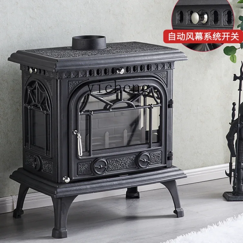 

ZF High-End Cast Iron Fireplace Real Fire Firewood Stove Villa Wood Burning Rural Heating