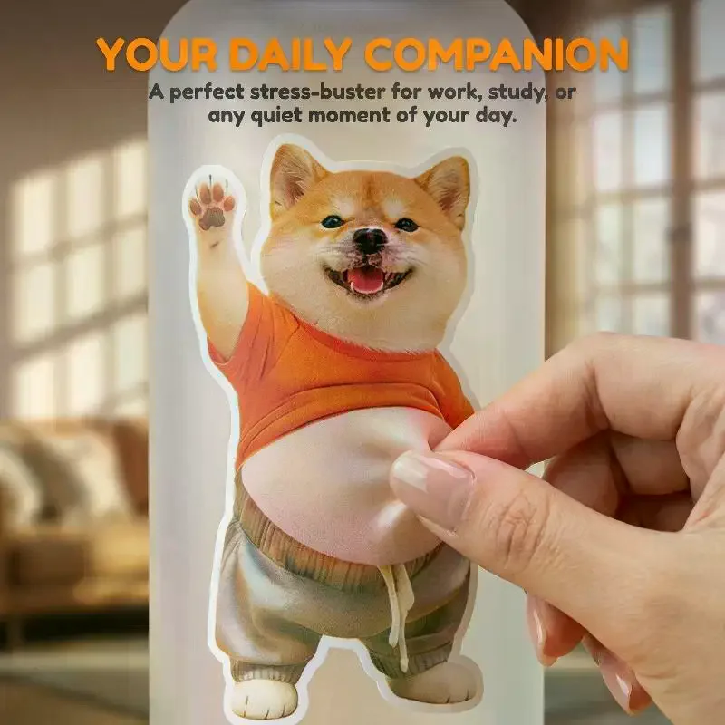 Self Adhesive Kawaii Dog Belly 3D Squeezable  Stickers Animal Stress  Cute Decor for School Office Laptop