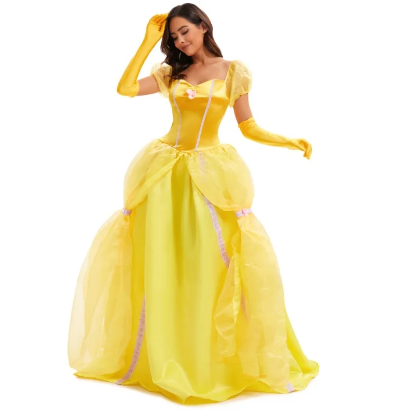 زي لويين التنكري بيل من فيلم الجميلة والوحش، تنورة الأميرة، زي تنكري للنساء، زي مسرحي تقليدي