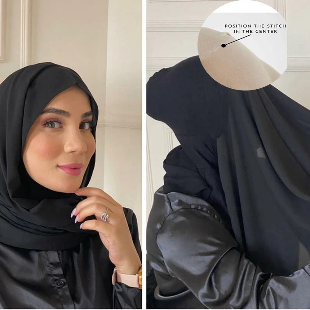 Imstant Hijabs With Caps Full Cover Cap And Chiffon Hijab