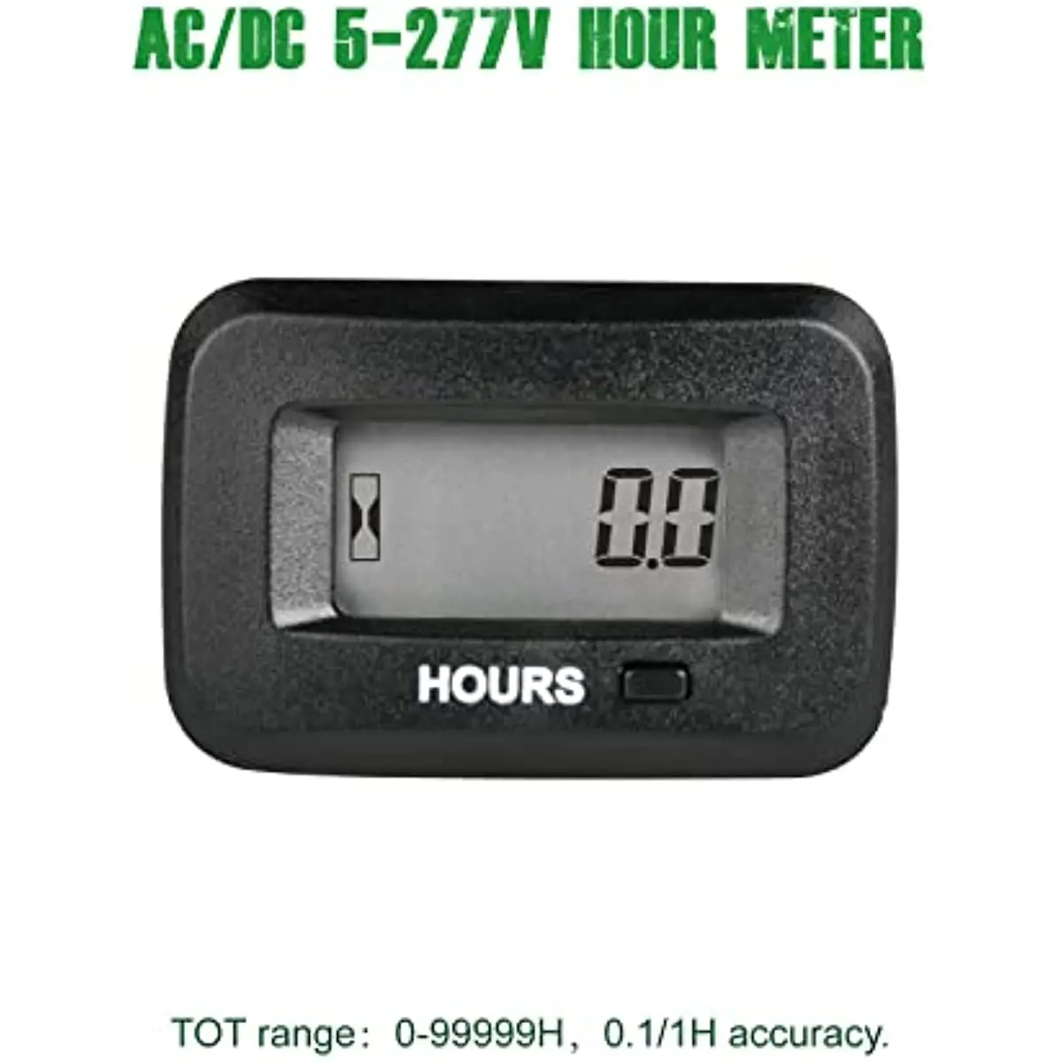 Digital Hour Meter Gauge Regular Maintenance Alert for AC/DC 5V-277V Lawn Mower Tractor String Trimmer Land Edger Generator