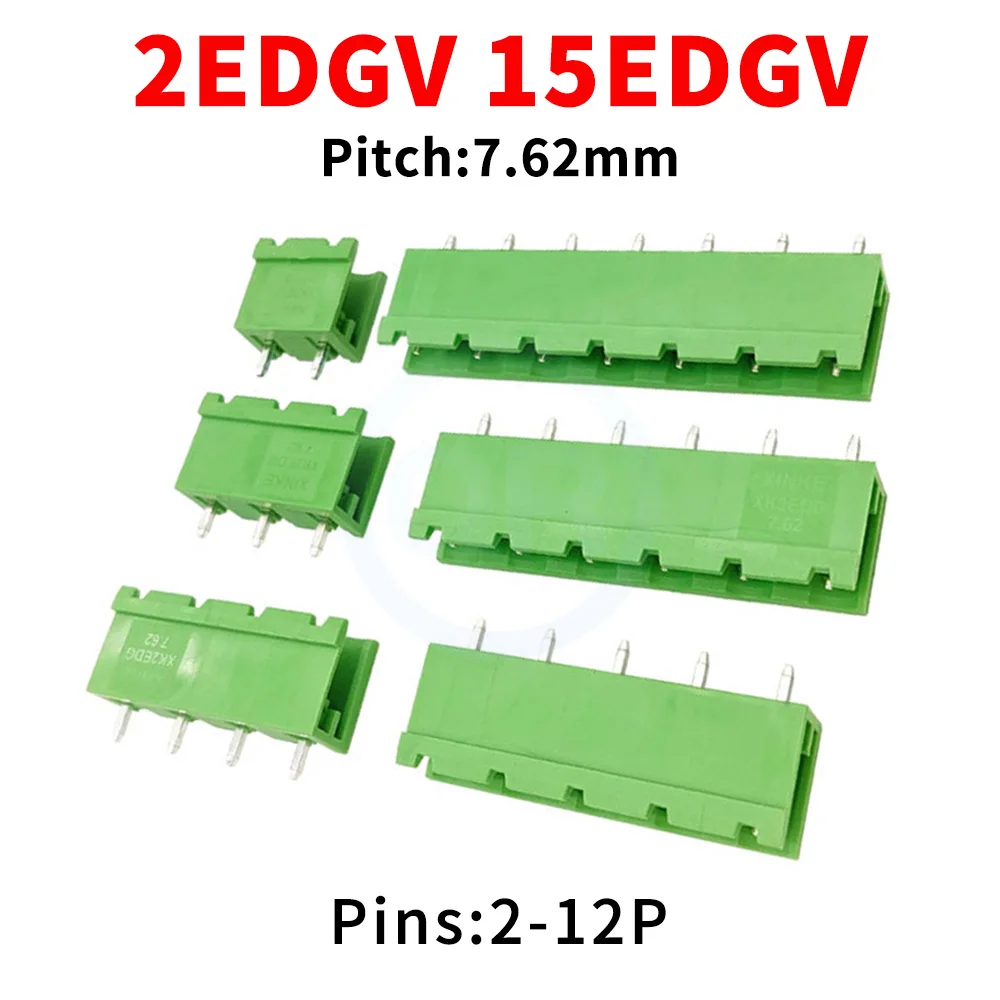 (10 Pcs) KF 2EDGV 7.62MM Terminal Plug-in Terminal Block Split PCB Straight Pin Block Straight Socket 2-12P 15EDGV 7.62