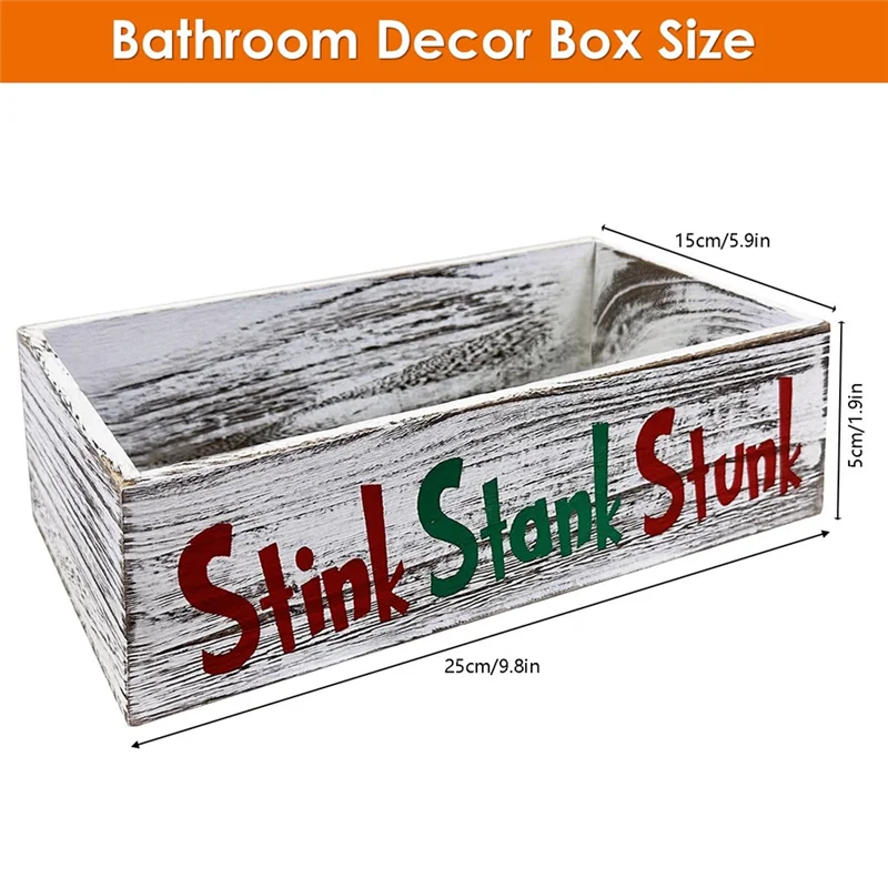 2 piezas de madera Stink Stank Stunk decoración del baño, Stink Stank Stunk Decor, Stink Stank Stunk decoración del baño caja de papel higiénico