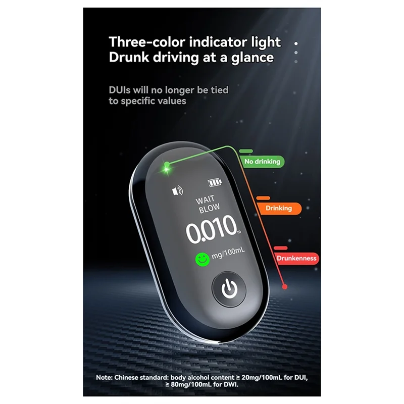 A13E-Compact Highly Accurate Sensitive Alcohol  Rechargeable Long-Lasting Breathalyzer G1 Multi-Language Tester